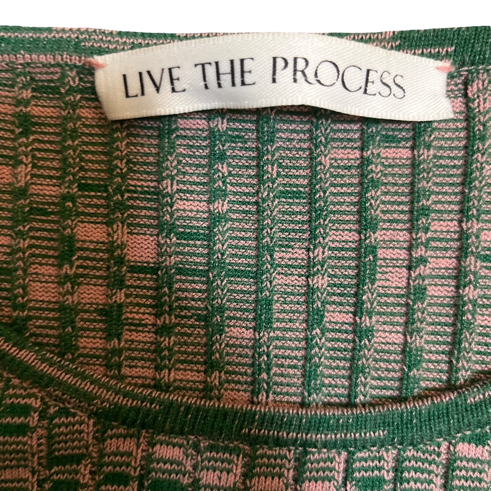 Live The Process Green and Pink Marled Cropped Sweater Size Small - Picture 2 of 5